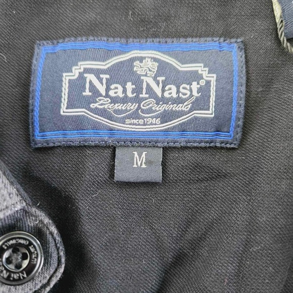 Nat Nast Silk Gray Tropical Short Sleeve Men's Button Down Shirt size Medium - Picture 2 of 10